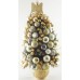 Tabletop Ivory and Gold Lighted Mini Christmas Tree- 18 inch