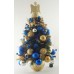 Tabletop Royal Blue and Gold Lighted Decorated Mini Christmas Tree 18 inch