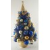 Tabletop Royal Blue and Gold Lighted Decorated Mini Christmas Tree 18 inch