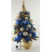 Tabletop Royal Blue and Gold Lighted Decorated Mini Christmas Tree 18 inch