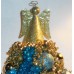 Tabletop Royal Blue and Gold Lighted Decorated Mini Christmas Tree 18 inch
