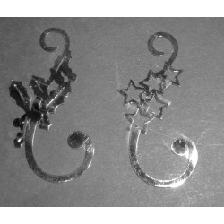 Silver-Plated Rhodium Holly Flat Ornament Hooks 2 inches - Set of 12