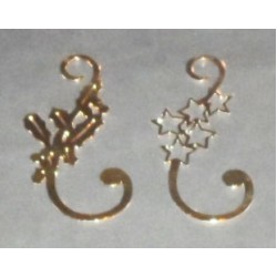 23K Gold-Plated Holly Flat Ornament Hooks 2 inches -Set of 12