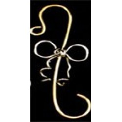 Brass Wire Bow on a Silver Ornament Hook 3 inch - Set of Eight