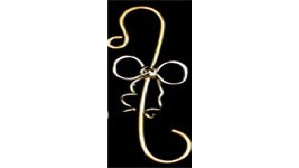 Brass Wire Bow on a Silver Ornament Hook 3 inch - Set of Eight Brass Wire Bow on a Silver Ornament Hook 3 inch - Set of Eight