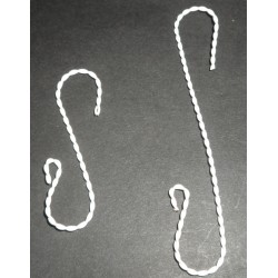 Cream White Twisted Wire Ornament Hooks 3 inches - Set of 12
